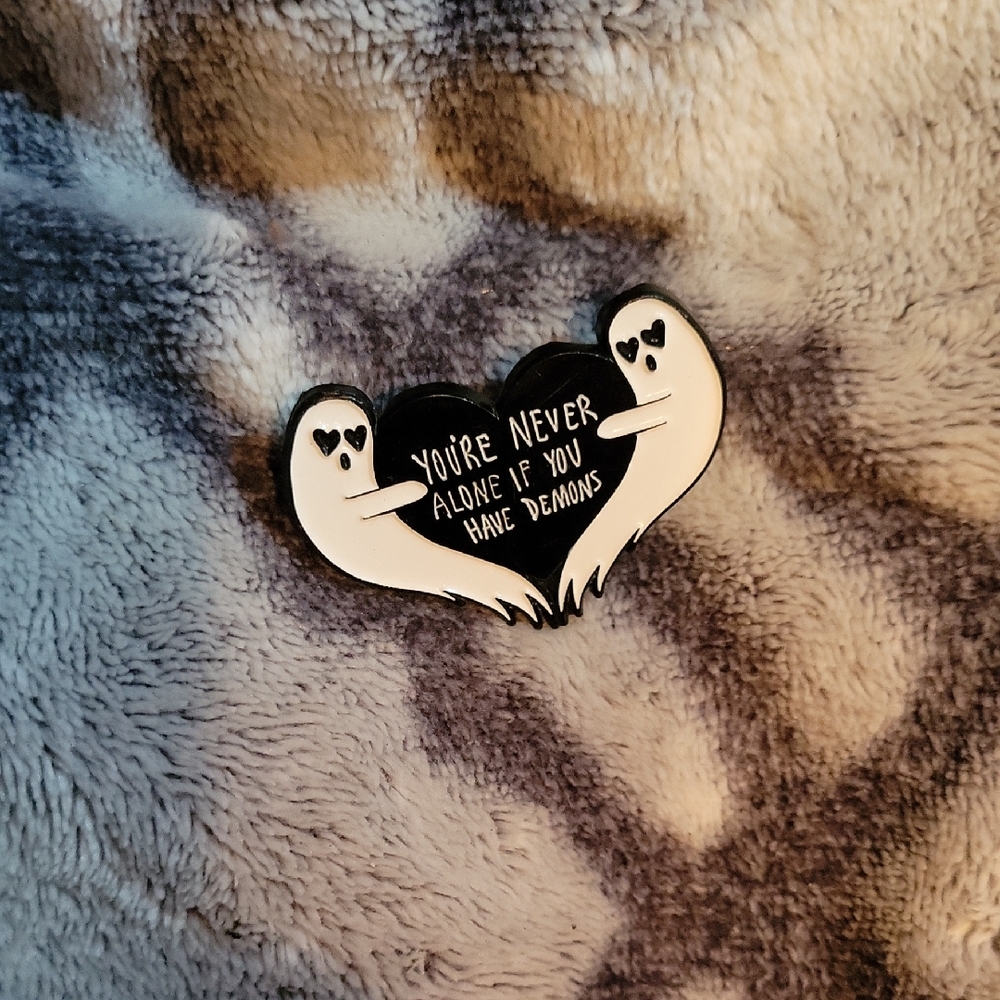 Black and White Ghost Heart Pin
